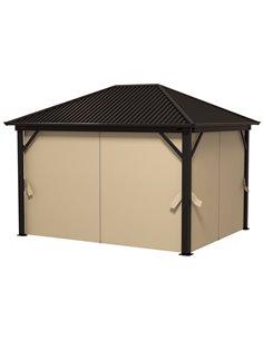 Outsunny 3.6 x 3m Aluminium Frame Hardtop Gazebo, Brown 84C-095V03BN