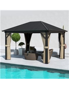 Outsunny 3.6 x 3m Aluminium Frame Hardtop Gazebo, Brown 84C-095V03BN 2