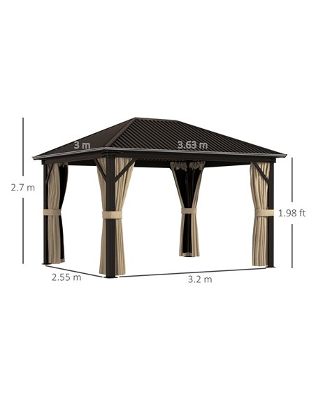Outsunny 3.6 x 3m Aluminium Frame Hardtop Gazebo, with Accessories 84C-095V03BN - pic 52373 | FastDaddyshop