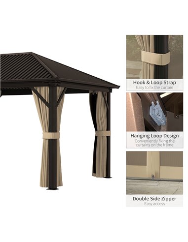Outsunny 3.6 x 3m Aluminium Frame Hardtop Gazebo, with Accessories 84C-095V03BN