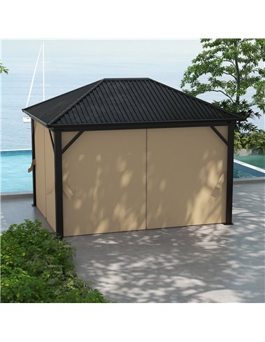 Outsunny 3.6 x 3m Aluminium Frame Hardtop Gazebo, with Accessories 84C-095V03BN