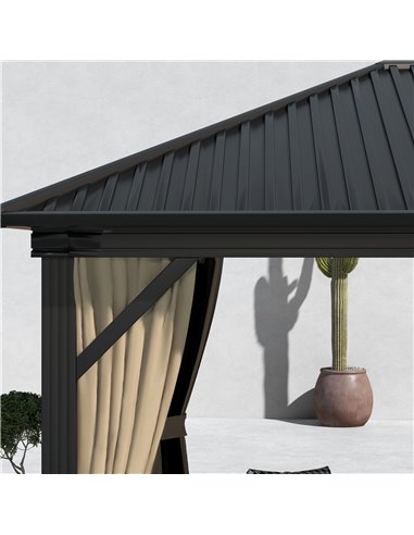 Outsunny 3.6 x 3m Aluminium Frame Hardtop Gazebo, with Accessories 84C-095V03BN