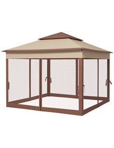 Outsunny 3 x 3(m) Pop Up Gazebo, Double-roof Garden Tent, Khaki 84C-166V01KK