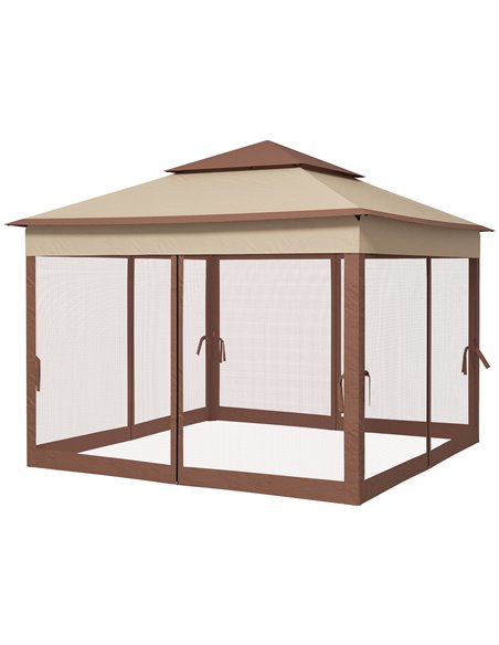 Outsunny 3 x 3(m) Pop Up Gazebo, Double-roof Garden Tent, Khaki 84C-166V01KK - pic 52380 | FastDaddyshop