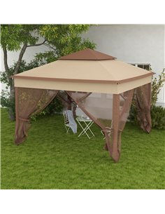 Outsunny 3 x 3(m) Pop Up Gazebo, Double-roof Garden Tent, Khaki 84C-166V01KK 2