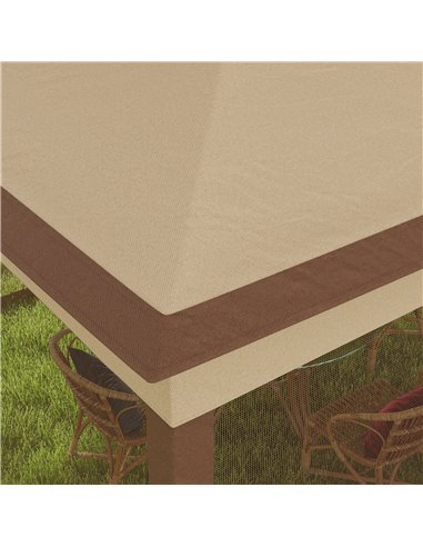 Outsunny 3 x 3(m) Pop Up Gazebo, Double-roof Garden Tent with Netting and Carry Bag, Party Event Shelter for Outdoor Patio, Khak