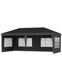Outsunny 3 x 6m Pop Up Gazebo, Height Adjustable Marquee Party Tent, Black 84C-431V00BK