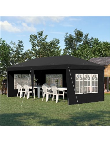 Outsunny 3 x 6m Pop Up Gazebo, Height Adjustable Marquee Party Tent, Black 84C-431V00BK