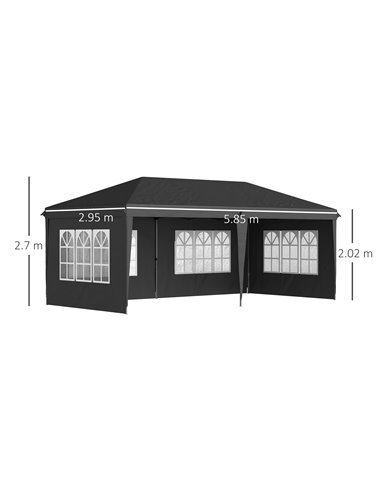 Outsunny 3 x 6m Pop Up Gazebo, Height Adjustable Marquee Party Tent with Sidewalls and Storage Bag, Black 84C-431V00BK
