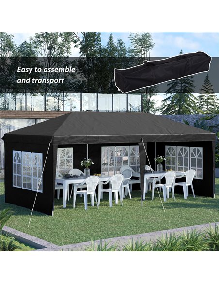 Outsunny 3 x 6m Pop Up Gazebo, Height Adjustable Marquee Party Tent with Sidewalls and Storage Bag, Black 84C-431V00BK - pic 52392 | FastDaddyshop