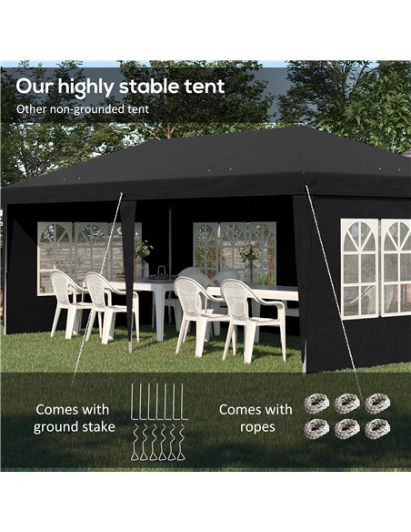 Outsunny 3 x 6m Pop Up Gazebo, Height Adjustable Marquee Party Tent with Sidewalls and Storage Bag, Black 84C-431V00BK - pic 52393 | FastDaddyshop