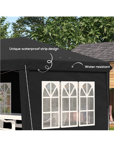Outsunny 3 x 6m Pop Up Gazebo, Height Adjustable Marquee Party Tent with Sidewalls and Storage Bag, Black 84C-431V00BK