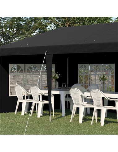 Outsunny 3 x 6m Pop Up Gazebo, Height Adjustable Marquee Party Tent with Sidewalls and Storage Bag, Black 84C-431V00BK