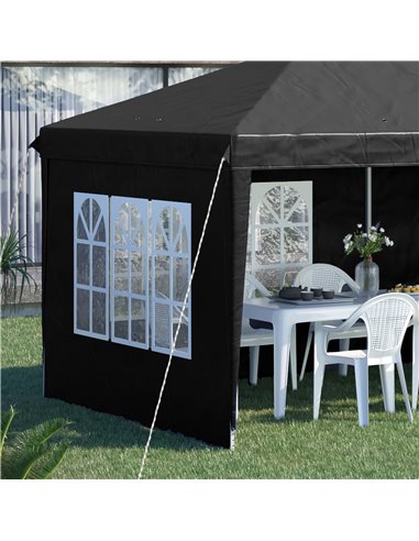 Outsunny 3 x 6m Pop Up Gazebo, Height Adjustable Marquee Party Tent with Sidewalls and Storage Bag, Black 84C-431V00BK