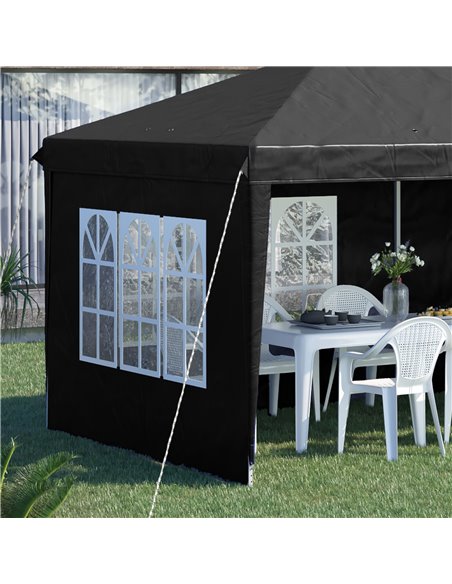 Outsunny 3 x 6m Pop Up Gazebo, Height Adjustable Marquee Party Tent with Sidewalls and Storage Bag, Black 84C-431V00BK - pic 52397 | FastDaddyshop