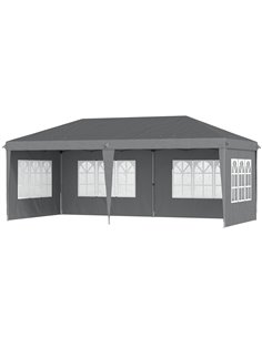 Outsunny 3 x 6m Pop Up Gazebo, Height Adjustable Marquee Party Tent, Grey 84C-431V00GY