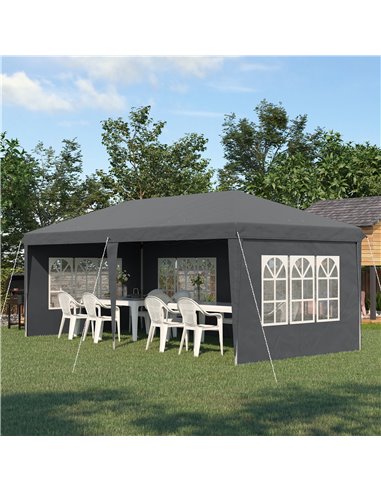 Outsunny 3 x 6m Pop Up Gazebo, Height Adjustable Marquee Party Tent with Sidewalls and Storage Bag, Grey 84C-431V00GY