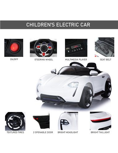 HOMCOM 6V Kids Electric Ride On Car-White 