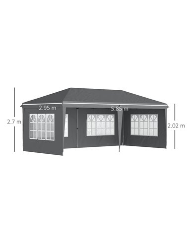 Outsunny 3 x 6m Pop Up Gazebo, Height Adjustable Marquee Party Tent with Sidewalls and Storage Bag, Grey 84C-431V00GY