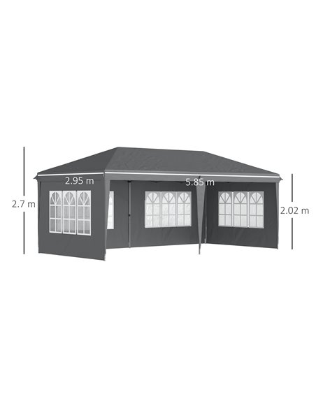 Outsunny 3 x 6m Pop Up Gazebo, Height Adjustable Marquee Party Tent with Sidewalls and Storage Bag, Grey 84C-431V00GY - pic 52400 | FastDaddyshop