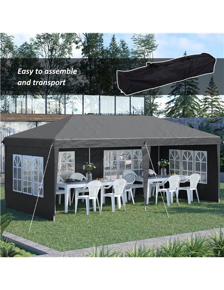Outsunny 3 x 6m Pop Up Gazebo, Height Adjustable Marquee Party Tent with Sidewalls and Storage Bag, Grey 84C-431V00GY - pic 52401 | FastDaddyshop
