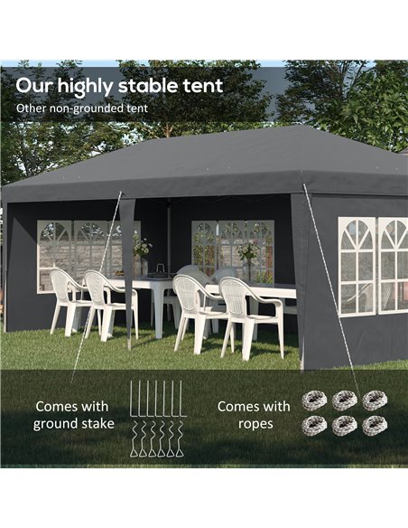 Outsunny 3 x 6m Pop Up Gazebo, Height Adjustable Marquee Party Tent with Sidewalls and Storage Bag, Grey 84C-431V00GY - pic 52402 | FastDaddyshop