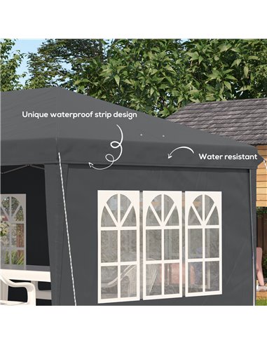Outsunny 3 x 6m Pop Up Gazebo, Height Adjustable Marquee Party Tent with Sidewalls and Storage Bag, Grey 84C-431V00GY