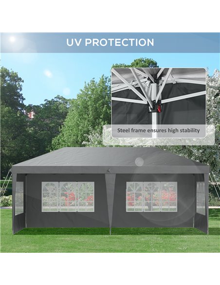 Outsunny 3 x 6m Pop Up Gazebo, Height Adjustable Marquee Party Tent with Sidewalls and Storage Bag, Grey 84C-431V00GY - pic 52404 | FastDaddyshop