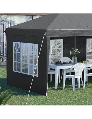 Outsunny 3 x 6m Pop Up Gazebo, Height Adjustable Marquee Party Tent with Sidewalls and Storage Bag, Grey 84C-431V00GY