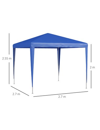 Outsunny 2.7m x 2.7m Garden Gazebo Marquee Party Tent Wedding Canopy Outdoor(Blue) 84C-432V02BU
