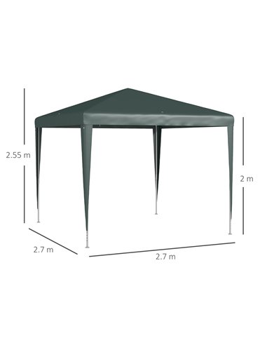 Outsunny 2.7m x 2.7m Garden Gazebo Marquee Party Tent Wedding Canopy Outdoor(Dark Green) 84C-432V02DG