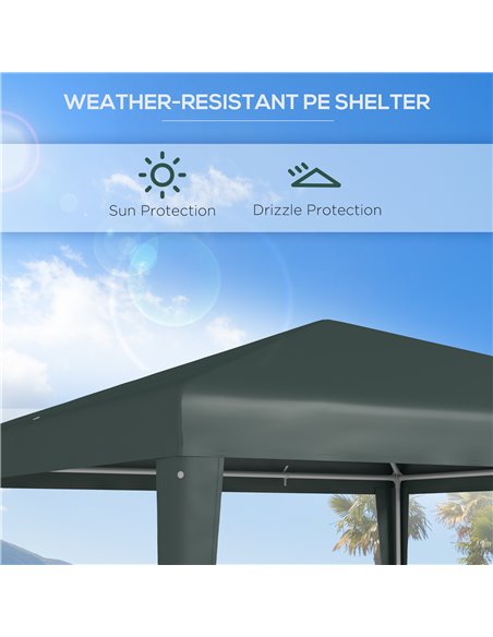 Outsunny 2.7m x 2.7m Garden Gazebo Marquee Party Tent Wedding Canopy Outdoor(Dark Green) 84C-432V02DG - pic 52419 | FastDaddyshop