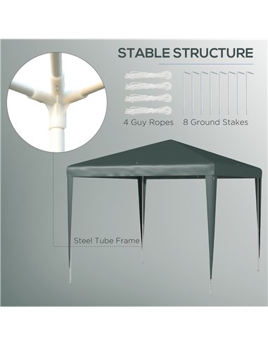 Outsunny 2.7m x 2.7m Garden Gazebo Marquee Party Tent Wedding Canopy Outdoor(Dark Green) 84C-432V02DG