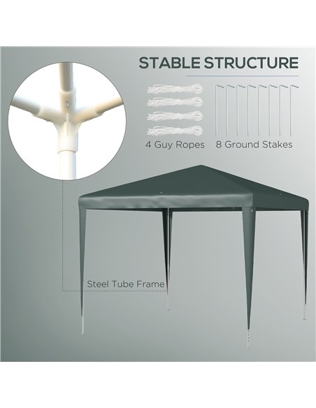 Outsunny 2.7m x 2.7m Garden Gazebo Marquee Party Tent Wedding Canopy Outdoor(Dark Green) 84C-432V02DG - pic 52420 | FastDaddyshop