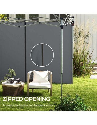 Outsunny Gazebo Side Panels, 2 Pack Sides Replacement, for 3x3(m) or 3x6m Pop Up Gazebo, with Zipped Doors, Light Grey 84C-493V0