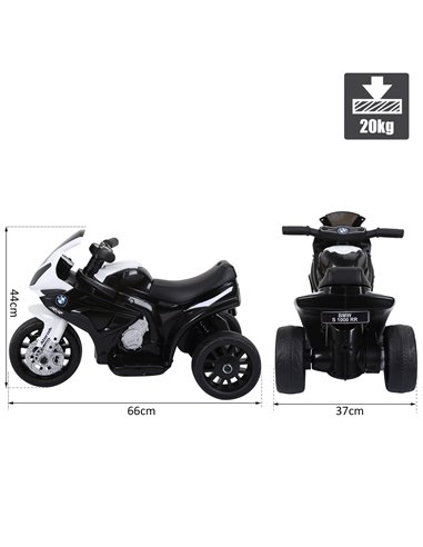HOMCOM Compatible for Electric Kids Ride on Motorcycle BMW S1000RR w/ Headlights Music Battery Powered Play Bike 6V Black