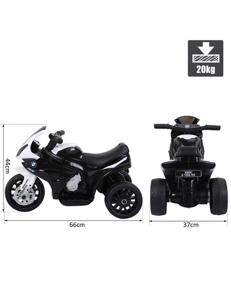 HOMCOM Compatible for Electric Kids Ride on Motorcycle BMW S1000RR w/ Headlights Music Battery Powered Play Bike 6V Black - pic 5243 | FastDaddyshop