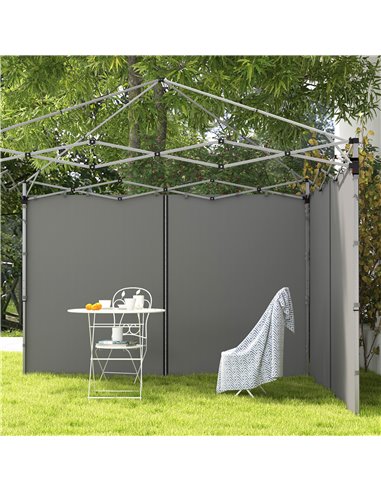 Outsunny Gazebo Side Panels, 2 Pack Sides Replacement, for 3x3(m) or 3x6m Pop Up Gazebo, with Zipped Doors, Light Grey 84C-493V0