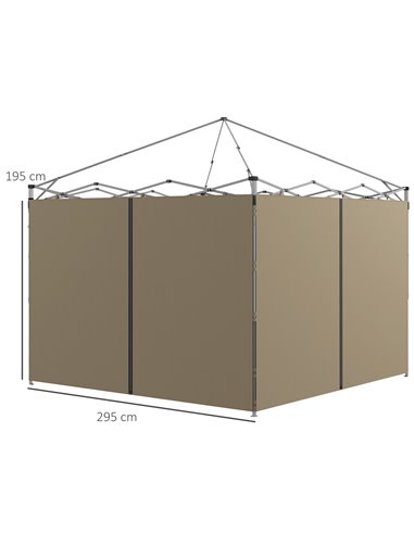 Outsunny Gazebo Side Panels, 2 Pack with Zipped Doors, Replacement for 3x3m or 3x6m Pop Up Gazebos, Beige 84C-493V00BG