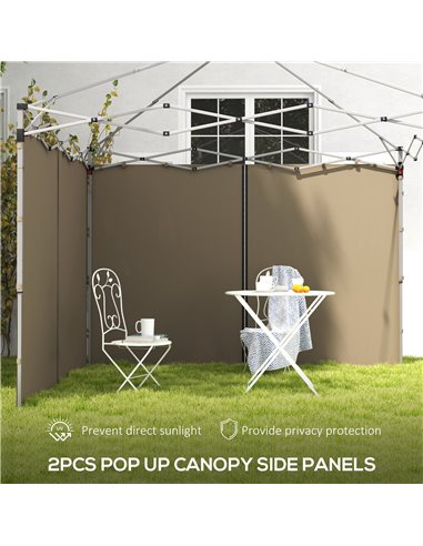 Outsunny Gazebo Side Panels, 2 Pack with Zipped Doors, Replacement for 3x3m or 3x6m Pop Up Gazebos, Beige 84C-493V00BG