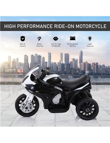 HOMCOM Compatible for Electric Kids Ride on Motorcycle BMW S1000RR w/ Headlights Music Battery Powered Play Bike 6V Black