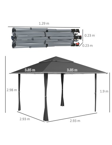 Outsunny Pop-up Gazebo with Double Roof, 4 x 4m, Canopy Tent, UV Proof, Roller Bag, Adjustable Legs, Outdoor Party, Steel Frame,