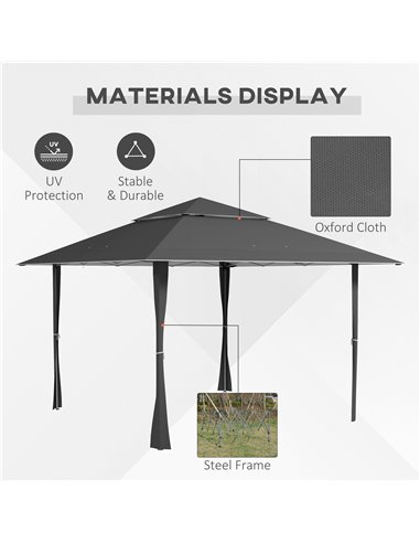 Outsunny Pop-up Gazebo with Double Roof, 4 x 4m, Canopy Tent, UV Proof, Roller Bag, Adjustable Legs, Outdoor Party, Steel Frame,