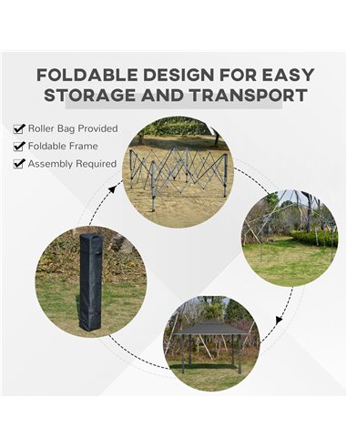 Outsunny Pop-up Gazebo with Double Roof, 4 x 4m, Canopy Tent, UV Proof, Roller Bag, Adjustable Legs, Outdoor Party, Steel Frame,