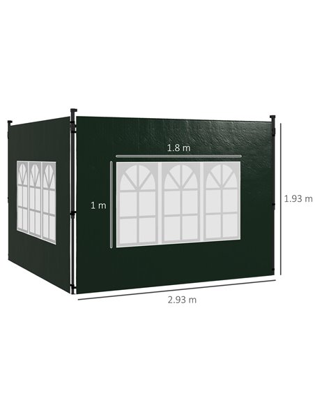 Outsunny Gazebo Side Panels, Sides Replacement with Window for 3x3(m) or 3x6m Gazebo Canopy, 2 Pack, Green 84C-533V01DG - pic 52454 | FastDaddyshop