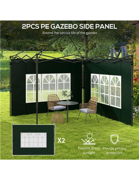 Outsunny Gazebo Side Panels, Sides Replacement with Window for 3x3(m) or 3x6m Gazebo Canopy, 2 Pack, Green 84C-533V01DG - pic 52455 | FastDaddyshop