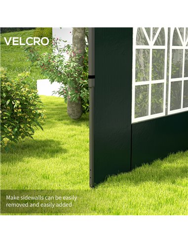 Outsunny Gazebo Side Panels, Sides Replacement with Window for 3x3(m) or 3x6m Gazebo Canopy, 2 Pack, Green 84C-533V01DG