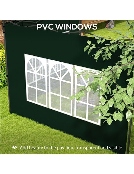 Outsunny Gazebo Side Panels, Sides Replacement with Window for 3x3(m) or 3x6m Gazebo Canopy, 2 Pack, Green 84C-533V01DG - pic 52457 | FastDaddyshop