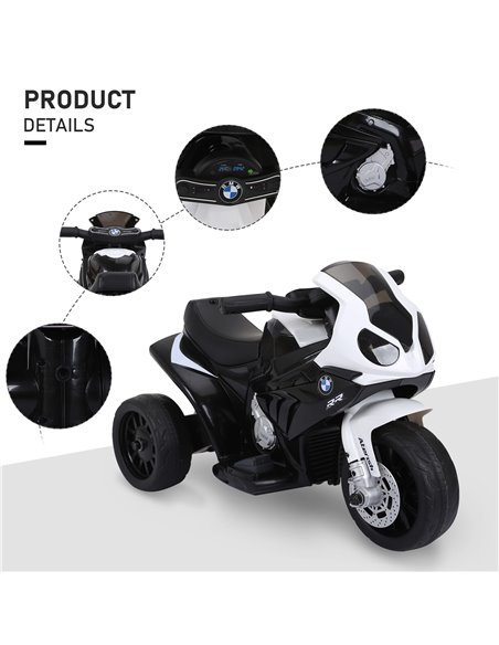 HOMCOM Compatible for Electric Kids Ride on Motorcycle BMW S1000RR w/ Headlights Music Battery Powered Play Bike 6V Black - pic 5246 | FastDaddyshop