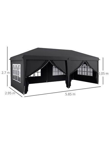 Outsunny 3 x 6 m Pop Up Gazebo with Sides and Windows, Height Adjustable Party Tent with Storage Bag for Garden, Camping, Event, - pic 52463 | FastDaddyshop